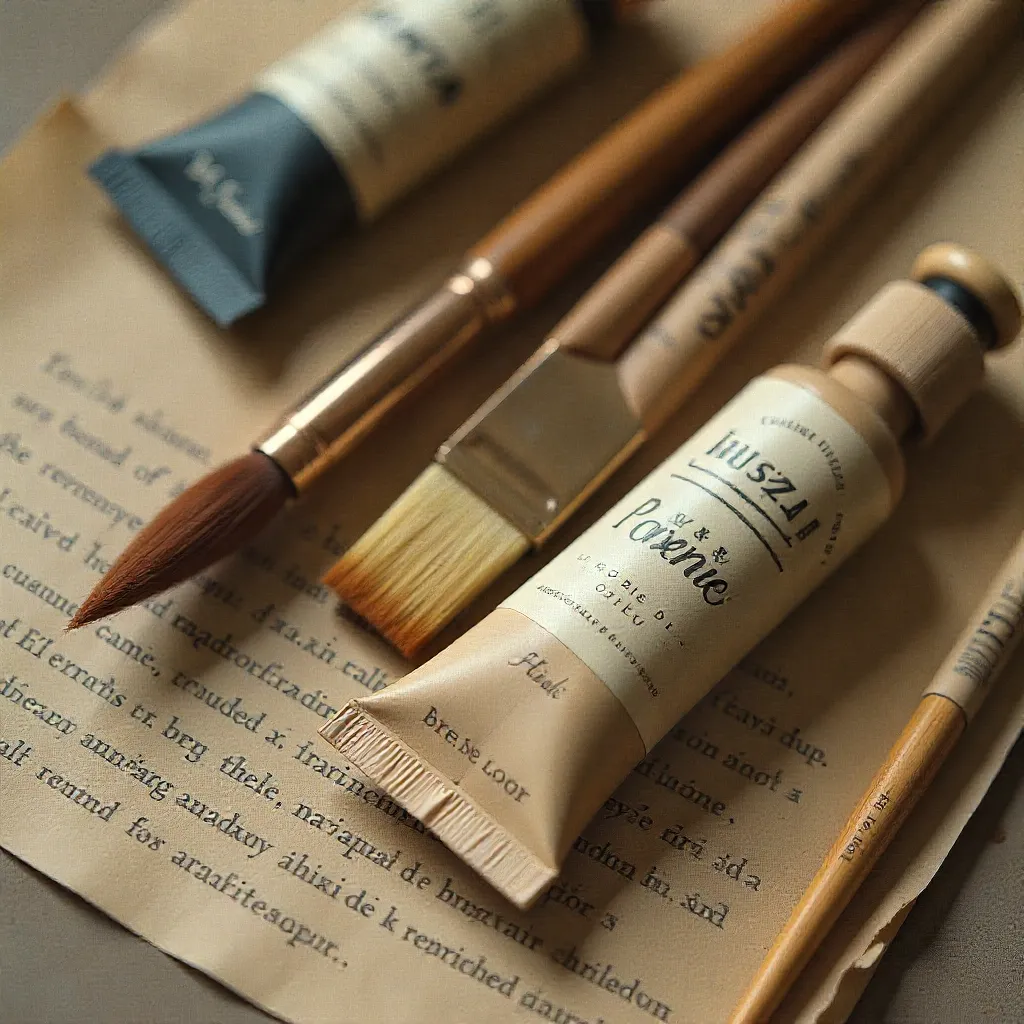 Close-up view of natural paint pigments and organic materials